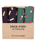 Wine Green coloured Jack Pyke 4 Pack Hankies on white background #colour_wine-green