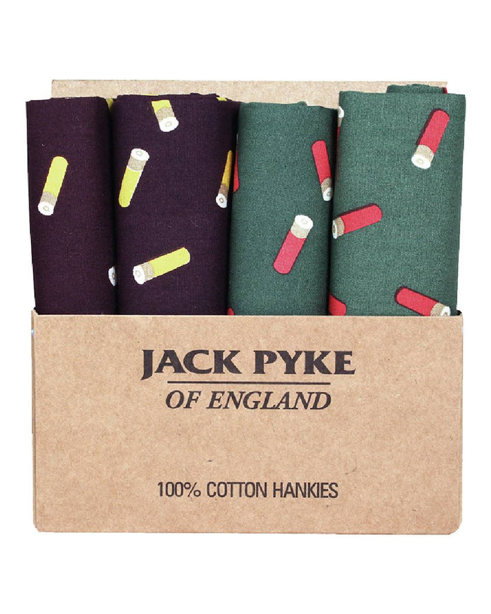 Wine Green coloured Jack Pyke 4 Pack Hankies on white background #colour_wine-green