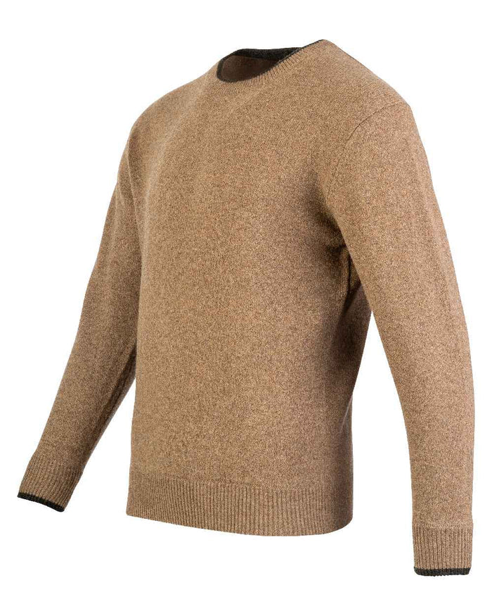 Barley coloured Jack Pyke Ashcombe Lambswool Crewknit Pullover on white background #colour_barley
