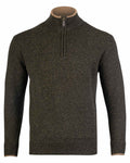 Dark Olive coloured Jack Pyke Ashcombe Lambswool Zip Knit Pullover on white background #colour_dark-olive