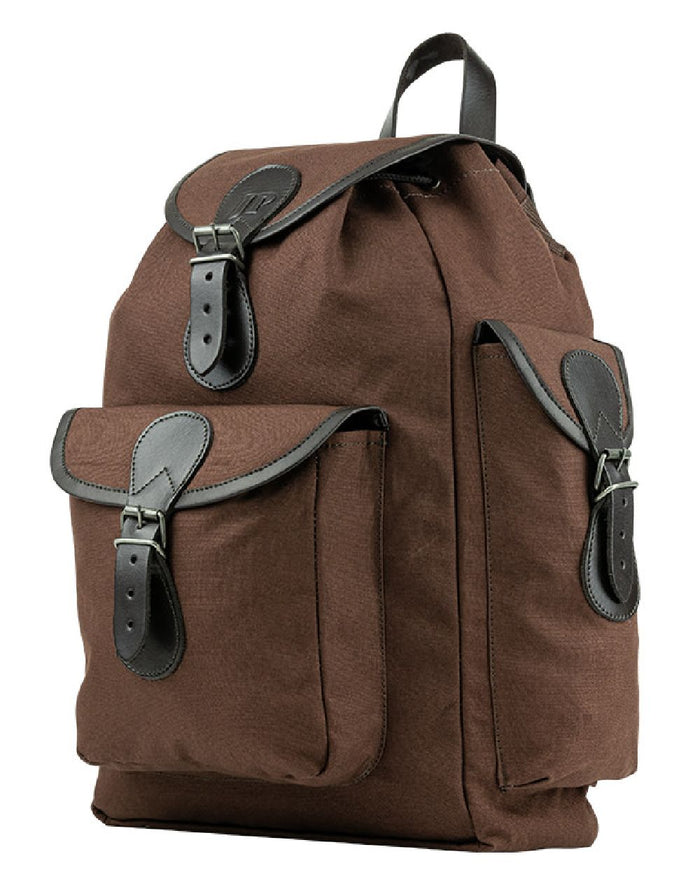 Brown coloured Jack Pyke Canvas Day Pack on white background #colour_brown