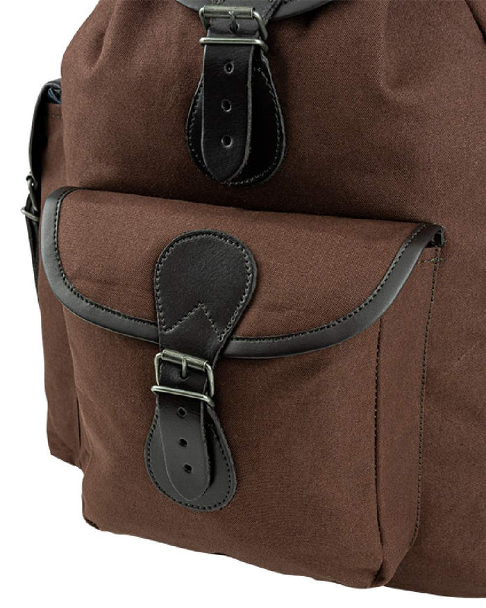 Brown coloured Jack Pyke Canvas Day Pack on white background #colour_brown