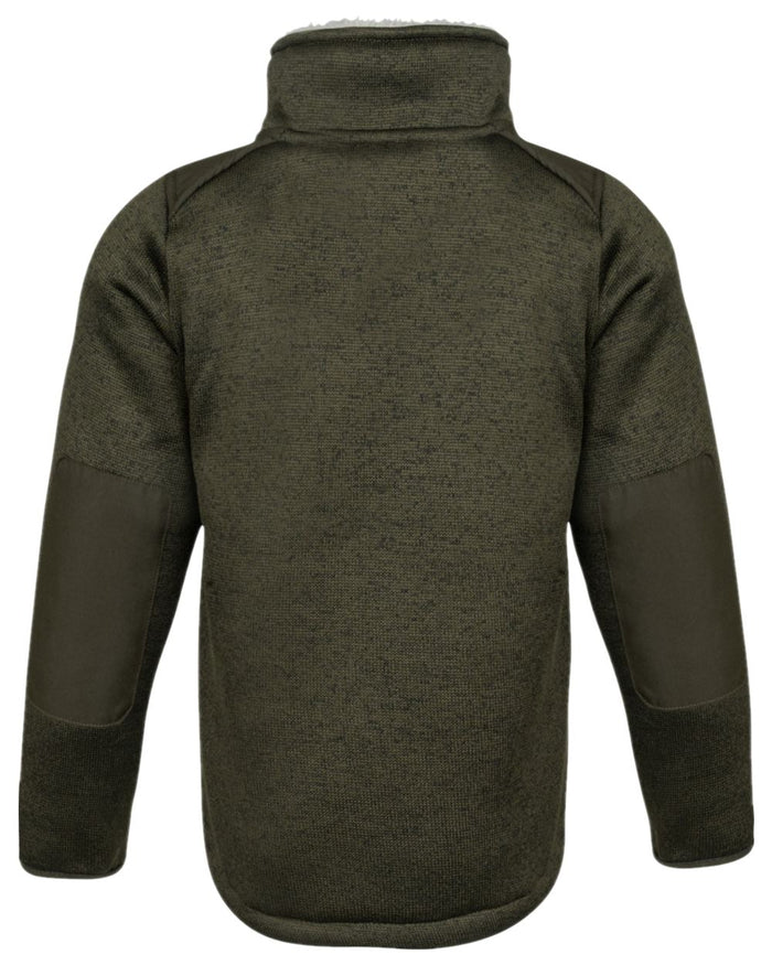 Dark Olive Coloured Jack Pyke Childrens Scandinavian Fleece Jacket on white background #colour_dark-olive