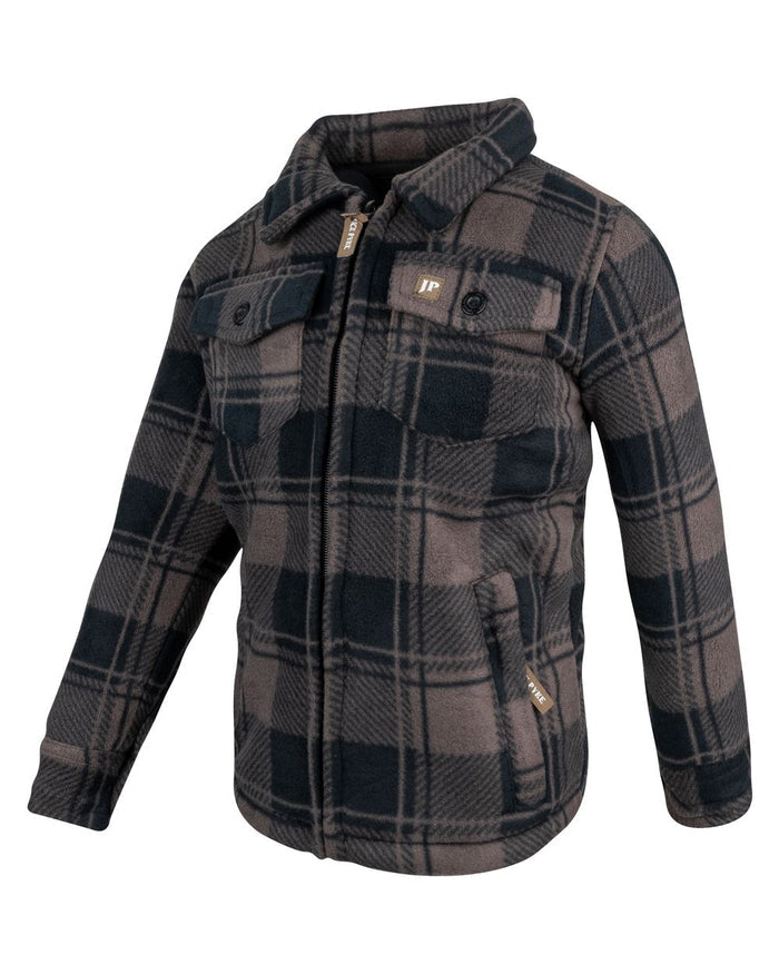 Brown Check Coloured Jack Pyke Childrens Tundra Shirt on white background #colour_brown-check