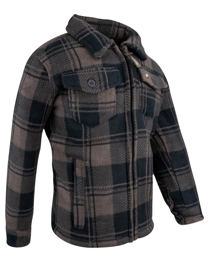 Brown Check Coloured Jack Pyke Childrens Tundra Shirt on white background #colour_brown-check