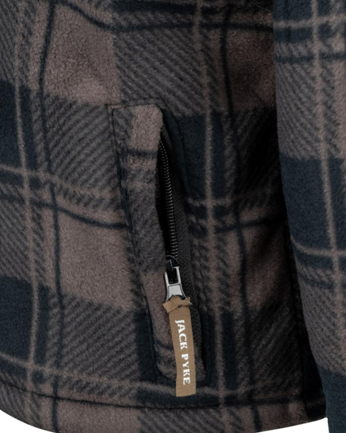 Brown Check Coloured Jack Pyke Childrens Tundra Shirt on white background #colour_brown-check