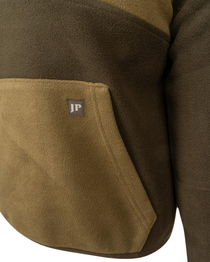 Green Coloured Jack Pyke Childrens Two Tone Fleece Top on white background #colour_green