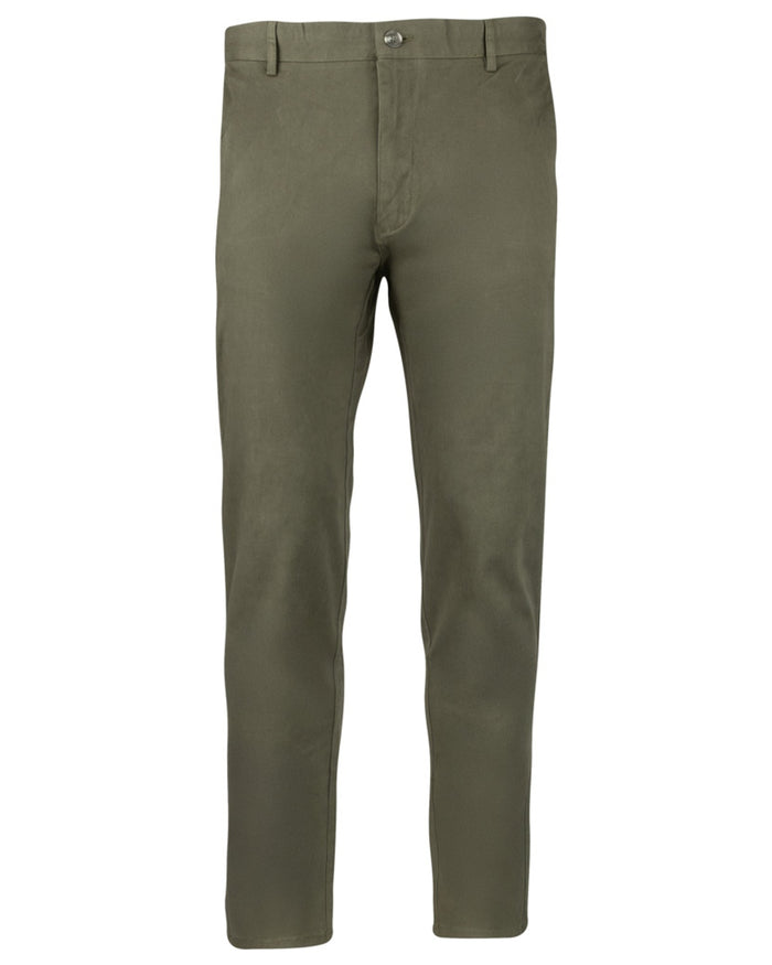 Khaki Olive coloured Jack Pyke Chino Trousers on white background #colour_khaki-olive