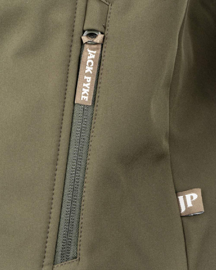 Green coloured Jack Pyke County Softshell Jacket on white background #colour_green