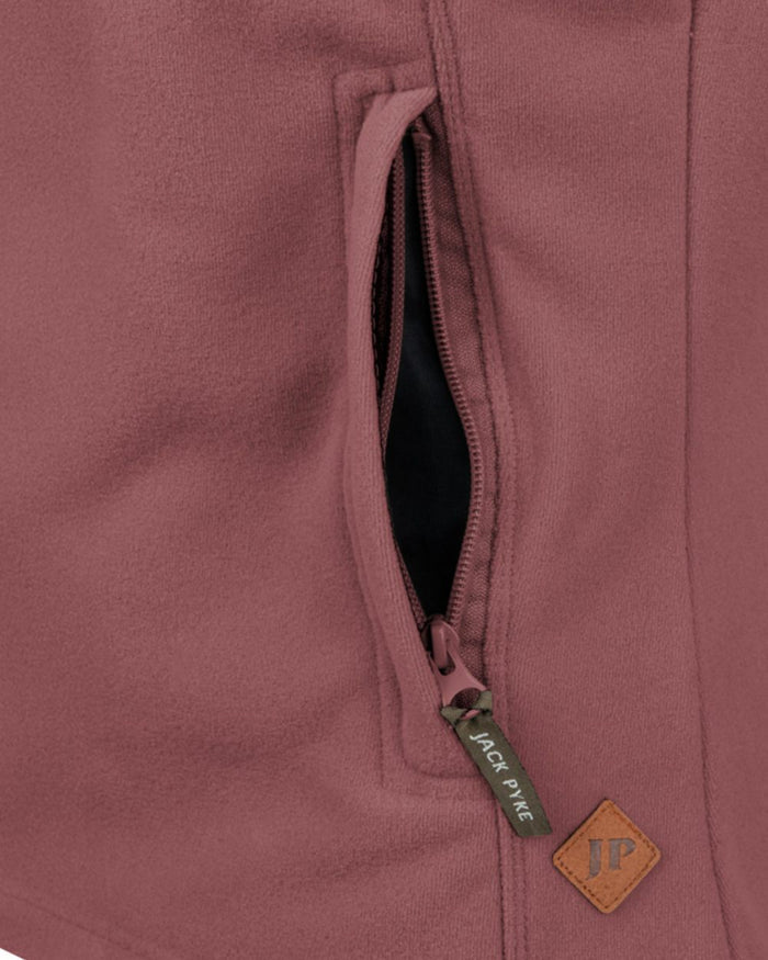 Burnt Copper coloured Jack Pyke Ladies Recycled Fleece Jacket on white background #colour_burnt-copper
