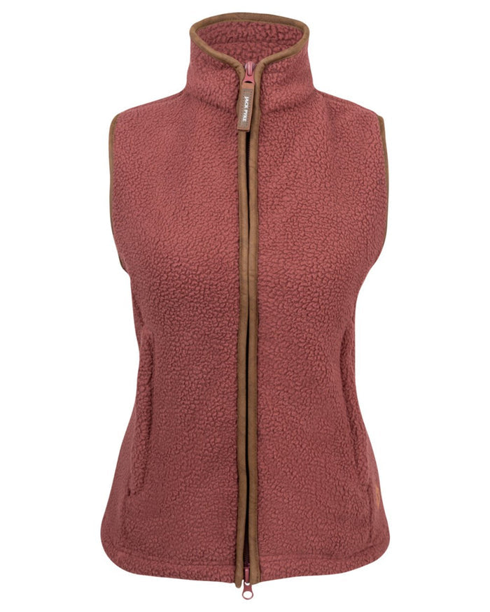 Burnt copper coloured Jack Pyke Ladies Sherpa Fleece Gilet on white background #colour_burnt-copper