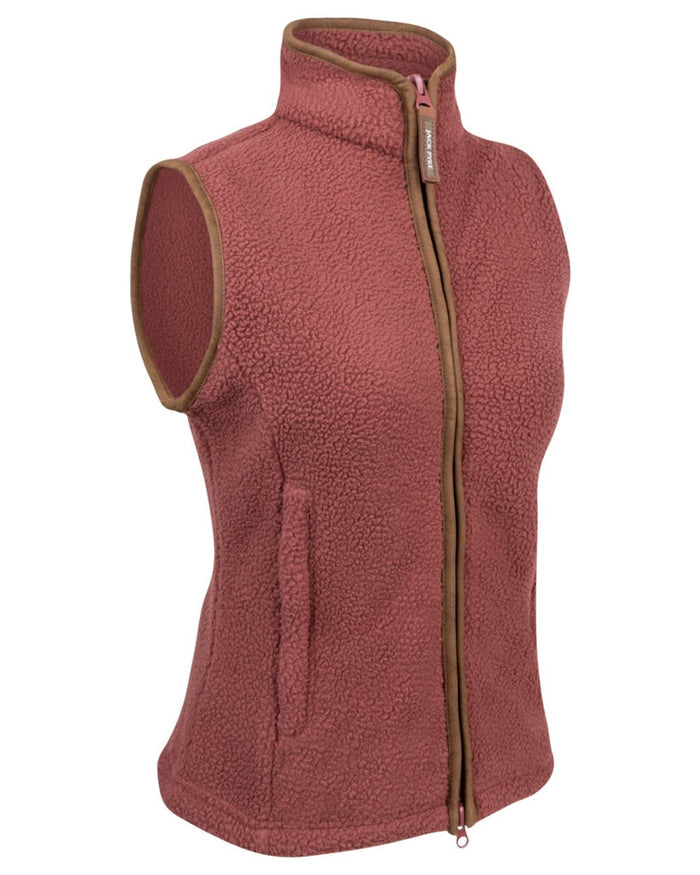 Burnt copper coloured Jack Pyke Ladies Sherpa Fleece Gilet on white background #colour_burnt-copper