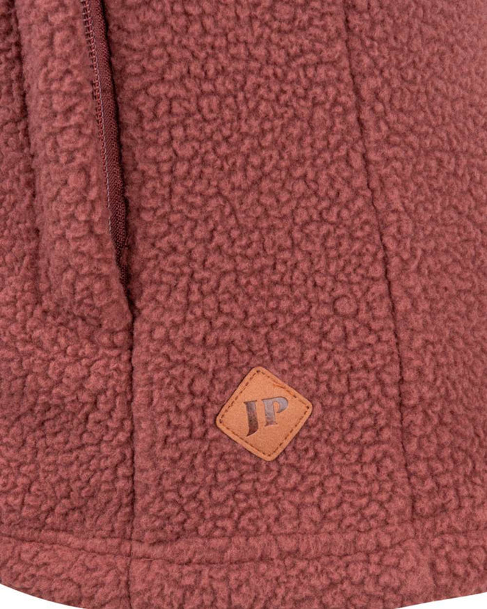 Burnt copper coloured Jack Pyke Ladies Sherpa Fleece Gilet on white background #colour_burnt-copper