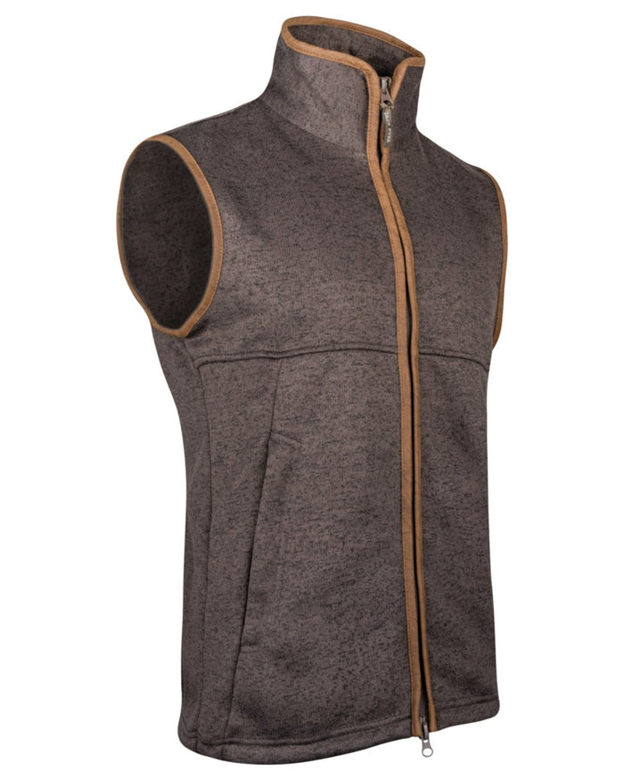 Brown Coloured Jack Pyke Mens Melange Fleece Gilet on white background #colour_brown
