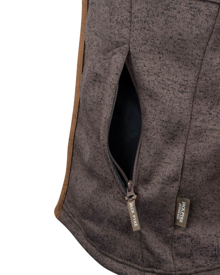 Brown Coloured Jack Pyke Mens Melange Fleece Gilet on white background #colour_brown