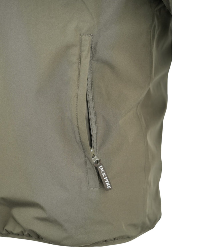 Green coloured Jack Pyke Mens Reversible Waterproof Jacket on white background #colour_green