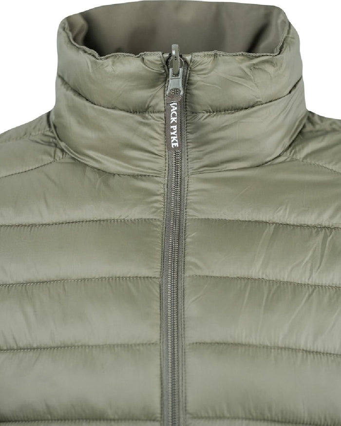 Green coloured Jack Pyke Mens Reversible Waterproof Jacket on white background #colour_green