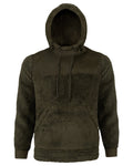 Dark Olive Coloured Jack Pyke Mens Sherpa Fleece Hoodie Gen 2 on white background #colour_dark-olive