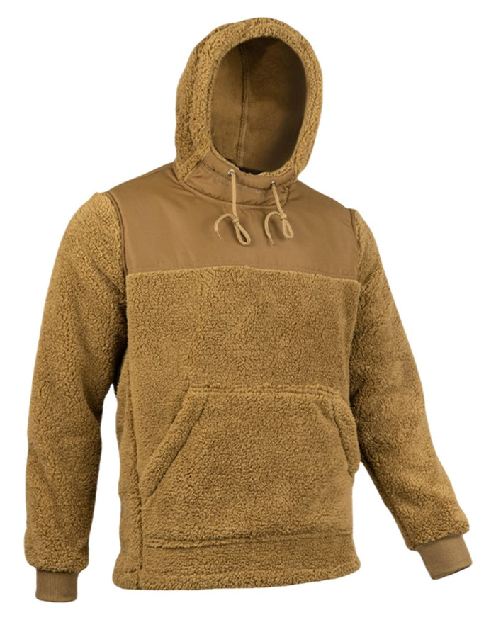 Camel Coloured Jack Pyke Mens Sherpa Fleece Hoodie Gen 2 on white background #colour_camel