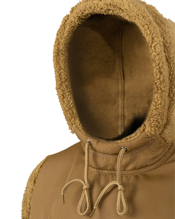 Camel Coloured Jack Pyke Mens Sherpa Fleece Hoodie Gen 2 on white background #colour_camel