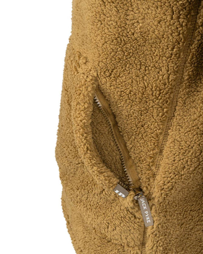 Camel Coloured Jack Pyke Mens Sherpa Fleece Hoodie Gen 2 on white background #colour_camel