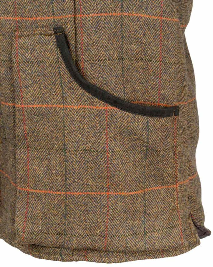 Brown Coloured Jack Pyke Mens Tweed Shooting Vest on white background #colour_brown