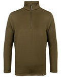 Olive Coloured Jack Pyke Mens Waffle Fleece Top on white background #colour_olive