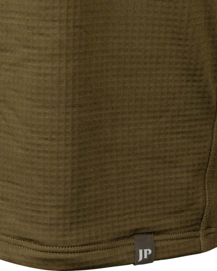 Olive Coloured Jack Pyke Mens Waffle Fleece Top on white background #colour_olive