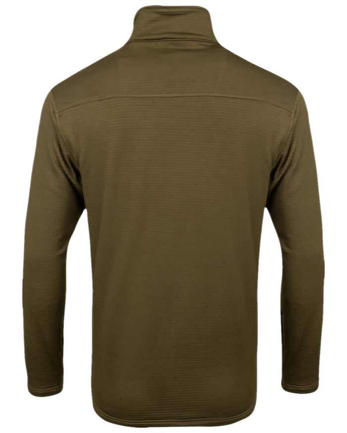 Olive Coloured Jack Pyke Mens Waffle Fleece Top on white background #colour_olive