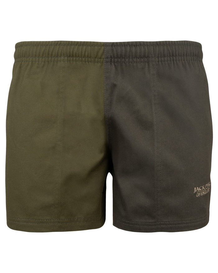 Dark Olive coloured Jack Pyke Mens Yakka Shorts on white background #colour_dark-olive