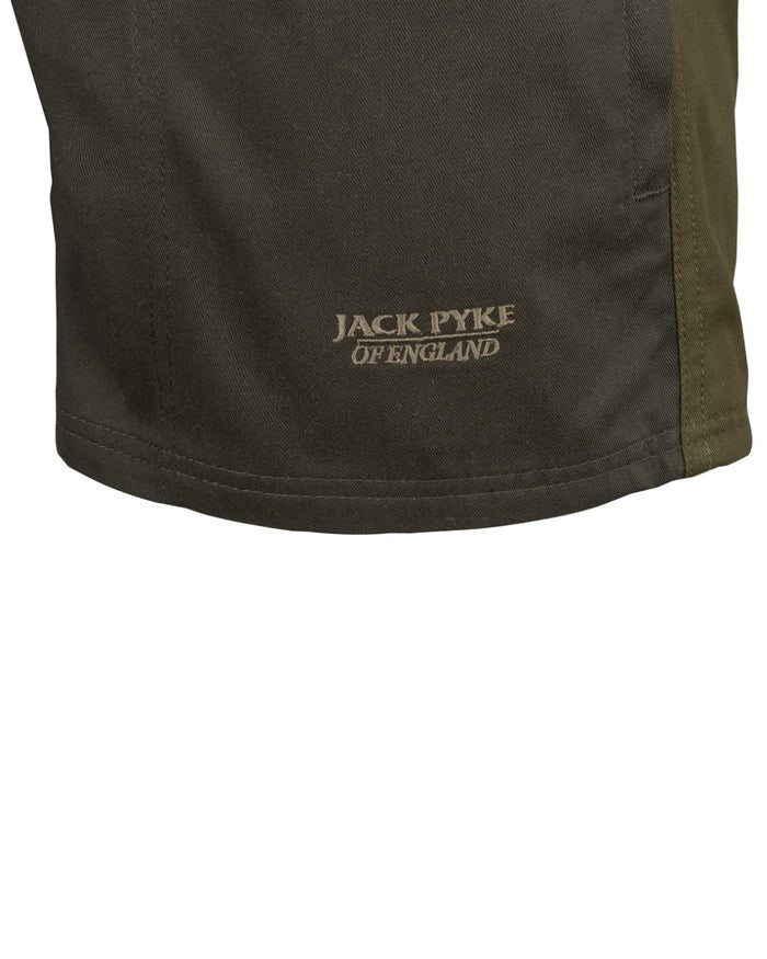 Dark Olive coloured Jack Pyke Mens Yakka Shorts on white background #colour_dark-olive