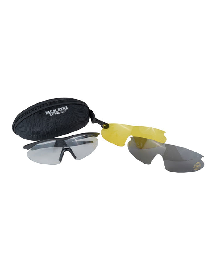 Clear Smoke Yellow coloured Jack Pyke Pro-Sport Shooting Glasses on white background #colour_clear-smoke-yellow