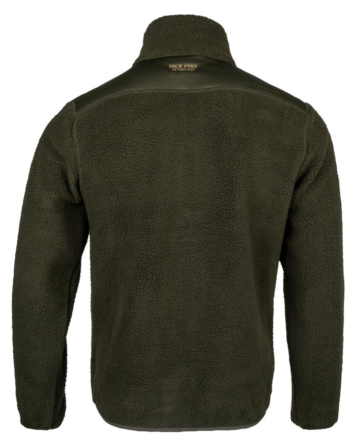Dark Olive coloured Jack Pyke Sherpa Pullover on white background #colour_dark-olive