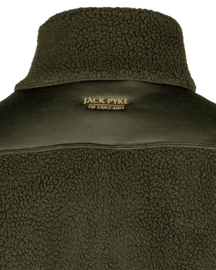 Dark Olive coloured Jack Pyke Sherpa Pullover on white background #colour_dark-olive