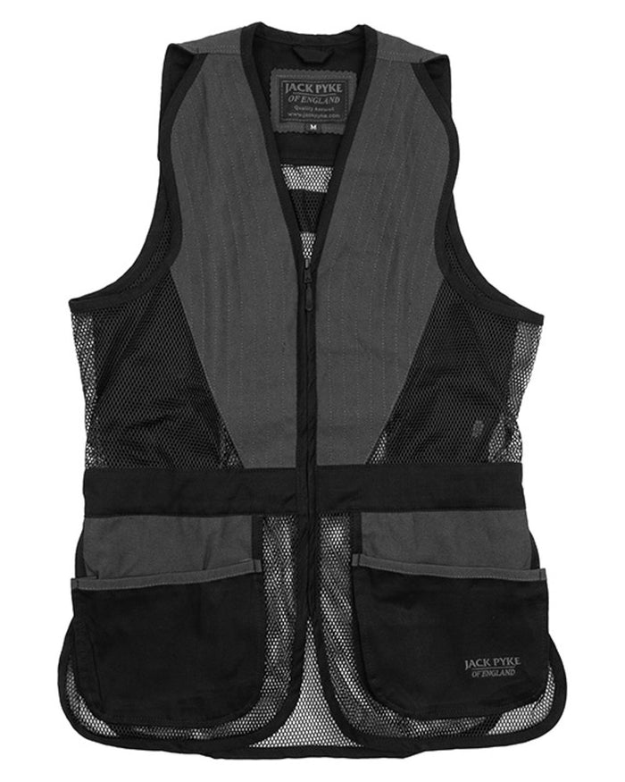 Black coloured Jack Pyke Sporting Skeet Vest on white background #colour_black
