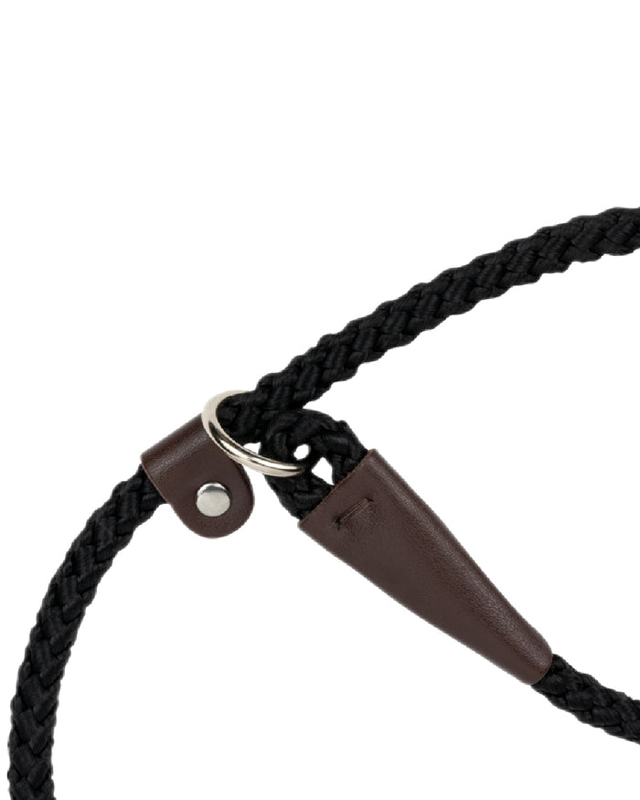 Black Coloured Jack Pyke Traditional Dog Slip Lead on white background #colour_black