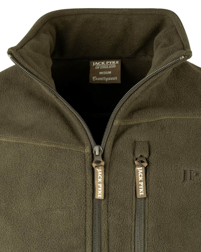 Green coloured Jack Pyke Waterproof Fleece Jacket on white background #colour_green