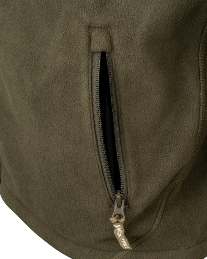 Green coloured Jack Pyke Waterproof Fleece Jacket on white background #colour_green