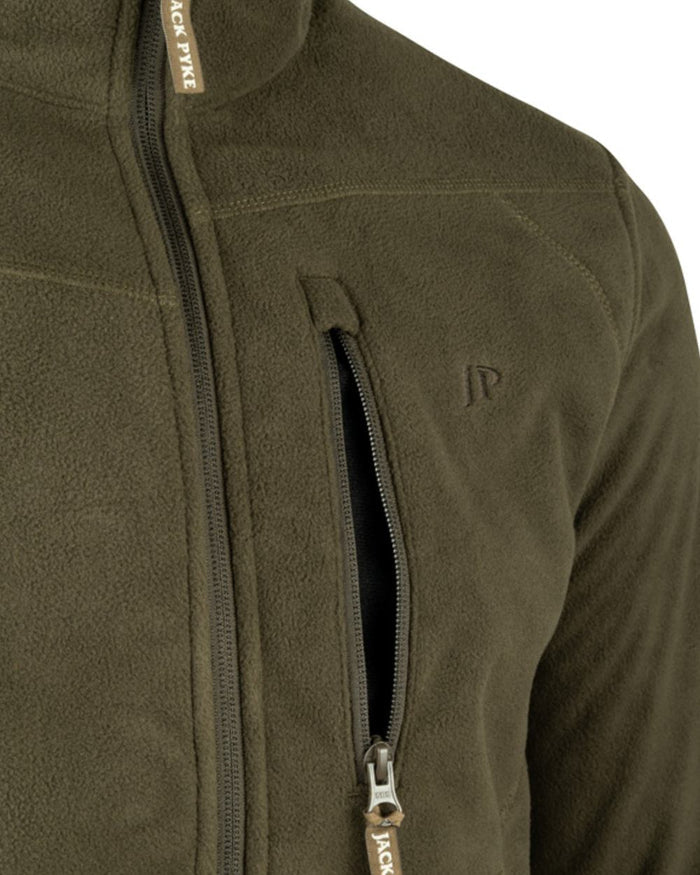 Green coloured Jack Pyke Waterproof Fleece Jacket on white background #colour_green