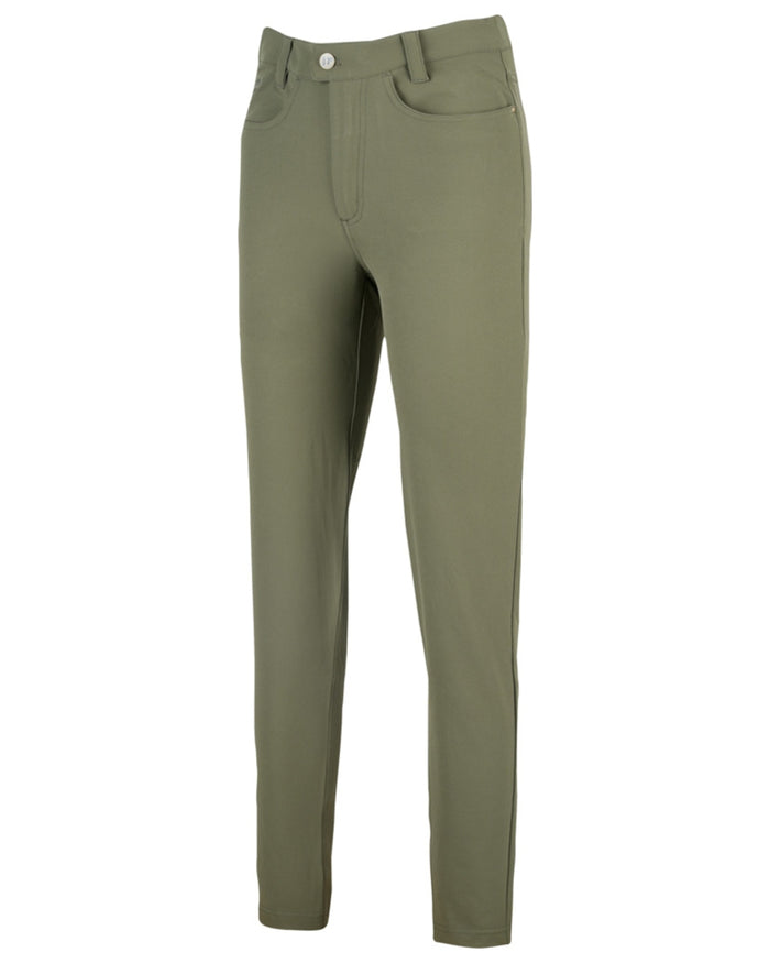 Olive coloured Jack Pyke Womens Contour Stretch Pants on white background #colour_olive