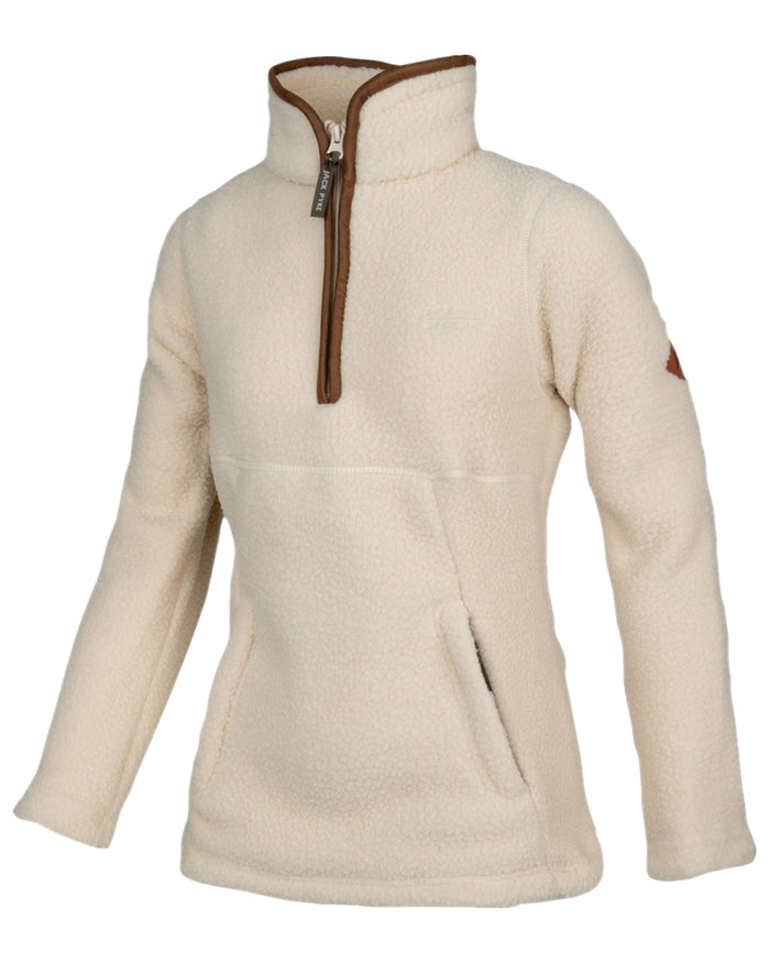 Sail Coloured Jack Pyke Womens Half Zip Sherpa Fleece Pullover on white background #colour_sail