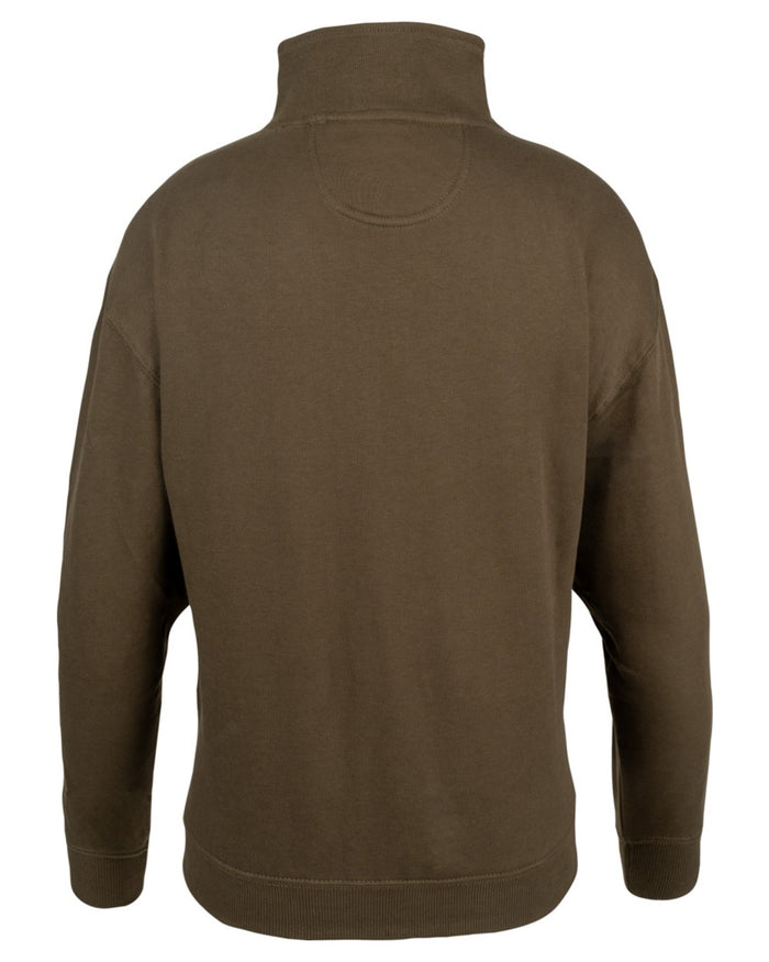 Olive coloured Jack Pyke Womens Half Zip Sweatshirt on white background #colour_olive