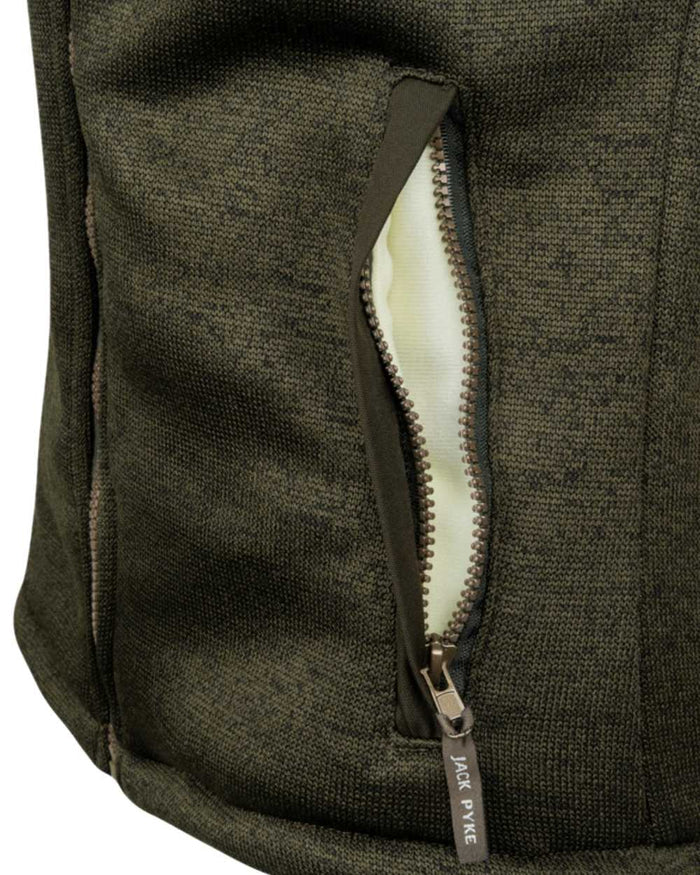 Dark Olive Coloured Jack Pyke Womens Scandinavian Fleece Jacket on white background #colour_dark-olive
