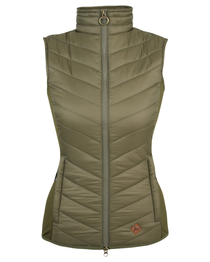 Green coloured Jack Pyke Womens Shires Gilet on white background #colour_green
