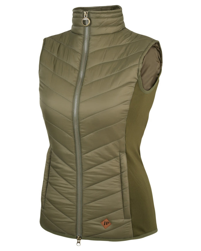 Green coloured Jack Pyke Womens Shires Gilet on white background #colour_green