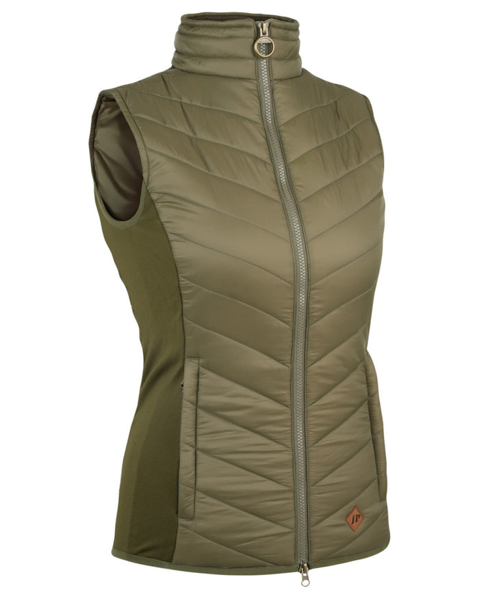 Green coloured Jack Pyke Womens Shires Gilet on white background #colour_green