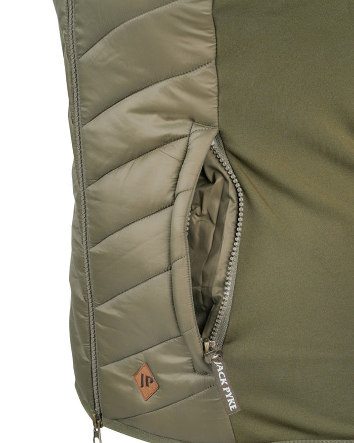Green coloured Jack Pyke Womens Shires Gilet on white background #colour_green