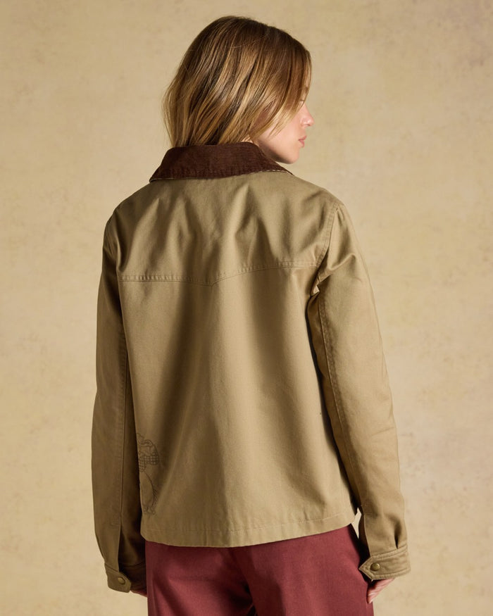 Tan Brown coloured Joules Barn Jacket on tan background #colour_tan-brown