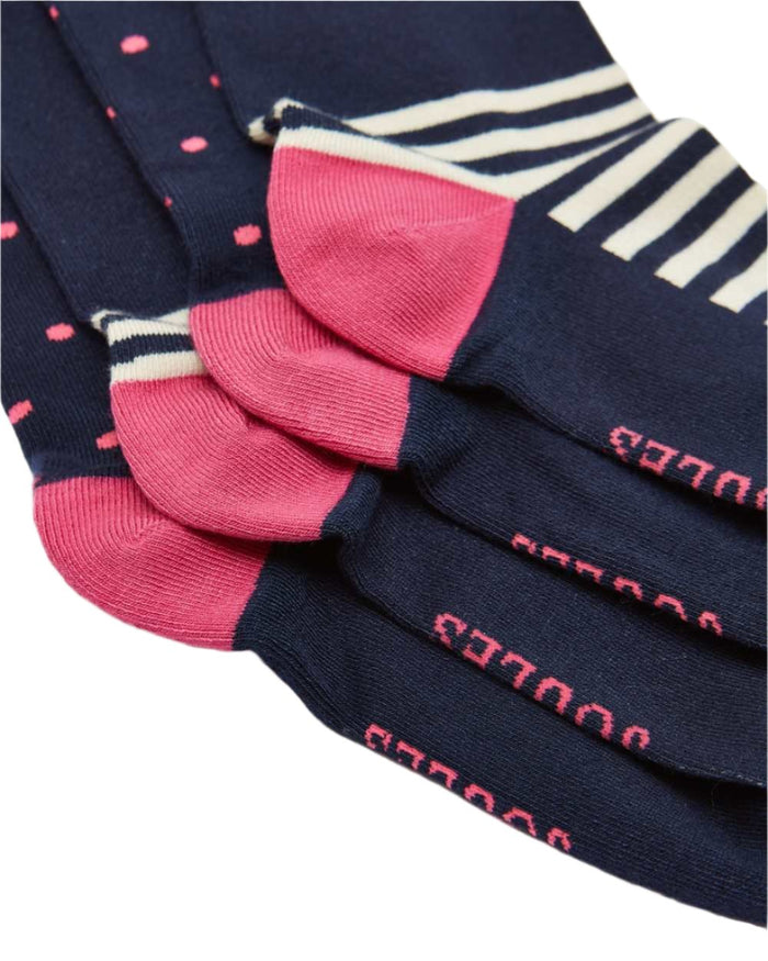 Navy Dog Coloured Joules Everyday 2 Pack Socks On A White Background #colour_navy-dog