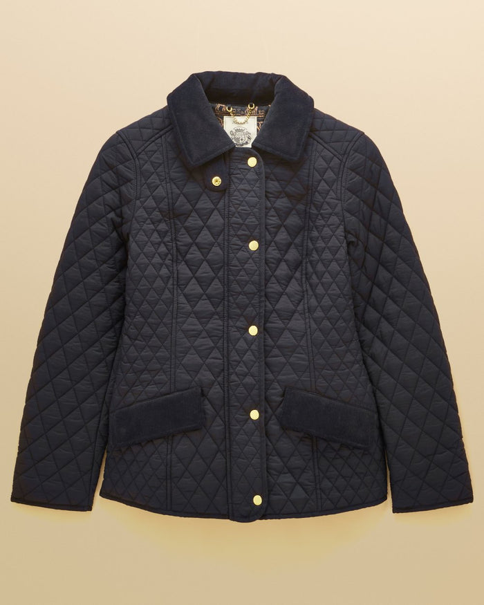 Navy coloured Joules Highclere Jacket on tan background #colour_navy